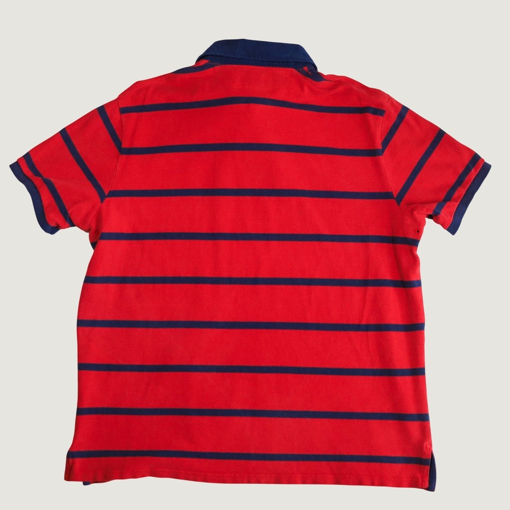 Polo Ralph Lauren Custom Fit Rugby Polo Shirt Men XXL Red Navy Stripe Green Pony - Picture 3 of 8